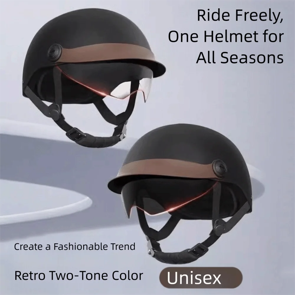 Vintage Ultra Light Electric Bicycle Helmet Sunscreen Breathable Motorcycle Half Helmet Fall Prevention Safety Helmets Riding