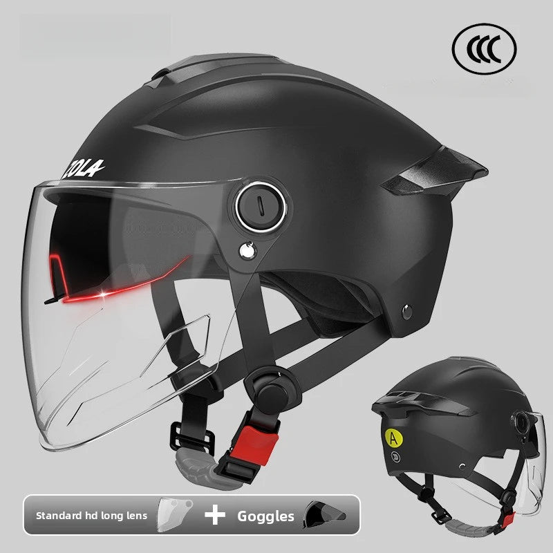 Double Lens Electric Motorcycle Helmet Electric Bike Half Helmet Summer Sun Protection Safety Helmet For Women Men
